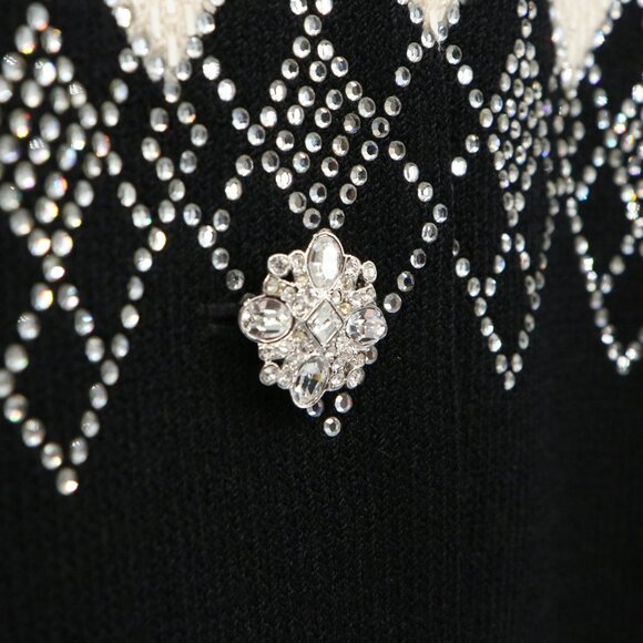 St. John Evening Black Ivory Paillette & Crystal Embellished Knit Jacket 6 - Picture 9 of 10